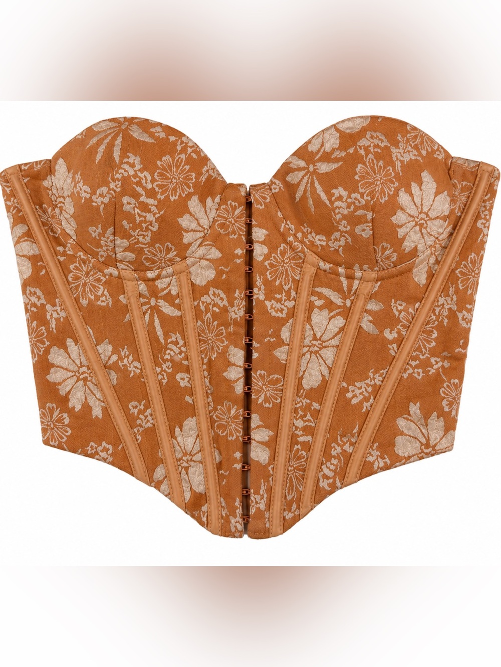 Windsor Strapless Floral Corset Bodysuit - Rust & Cream